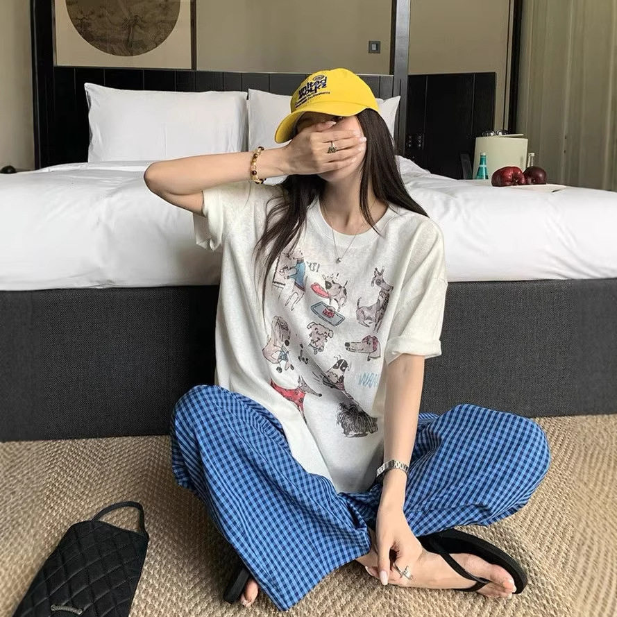 时尚减龄卡通趣味印花长袖T恤女2026秋季大码胖MM百搭打底衫上衣