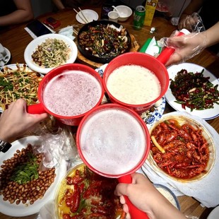 家庭聚会塑料酒杯超大红色水舀子喝酒水瓢过年聚会酒杯子闺蜜喝酒