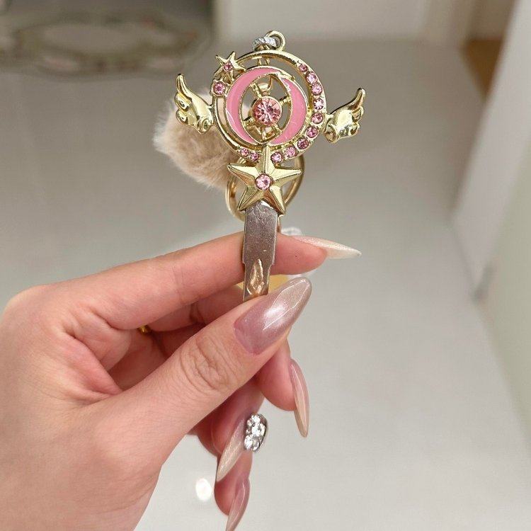 钥匙改造百变小樱权杖星月魔法棒电动车汽车钥匙头DIY改装可爱