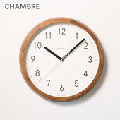 CHAMBRE日本原装 家用简约石英钟 进口实木静音客厅挂钟日式