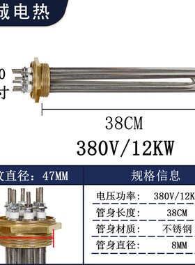 工程水箱加热管六角法兰DN40寸电热管220v3M80v空气能导热油发热