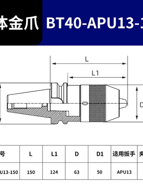 bt40钻夹头刀柄一体式BT30自紧式BT50加工中心APU刀柄APU13 08 16