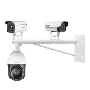 监控摄像头支架加长室外双枪机高速球机横臂抱柱电杆抱箍壁装墙角