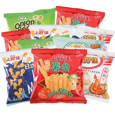 上好佳鲜虾片虾条薯片膨化小零食大礼包怀旧休闲食品小吃散装批发