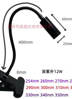 UVC254nm260nm270nm280nm290nm300nm310nm320nm330nm340nm12W光源