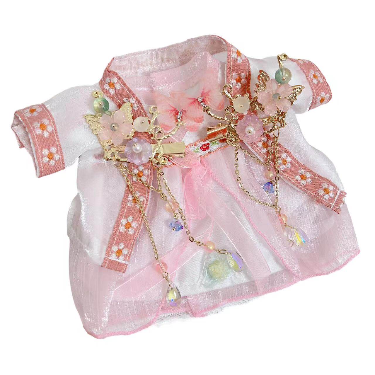 古风汉服裙子20cm棉花娃娃娃衣连衣裙配饰发簪无属性明星娃着替