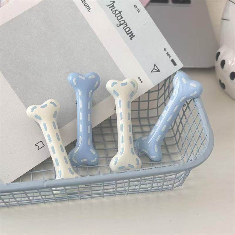 奶油藍虛線骨發夾劉海側邊夾