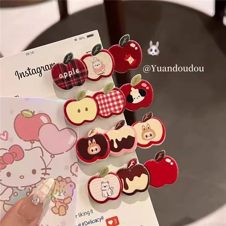 可爱卡通苹果发夹甜美少女心鸭嘴夹碎发夹刘海夹侧边边夹发卡发饰