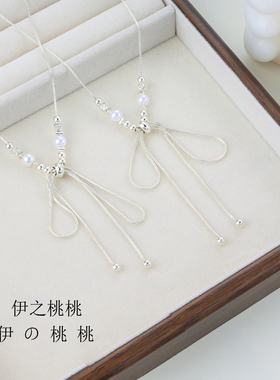 轻奢小众高级感蝴蝶结流苏项链