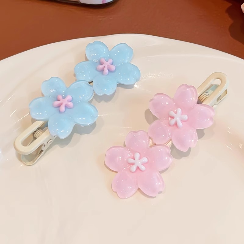超仙樱花发夹女前额刘海夹ins风果冻发卡可爱碎发鸭嘴夹儿童头饰