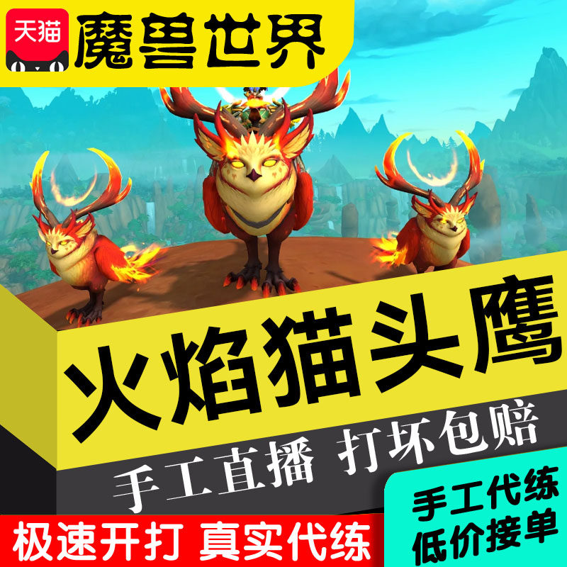 魔兽世界火焰猫头鹰正式服代练坐骑团本打咕咕幻化王宫大秘境低保图片
