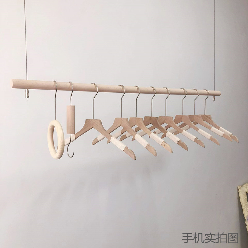 悬挂上墙橱窗吊杆实木展示架