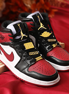 AJ婚鞋装饰新娘配饰可拆卸小红书midMaroon酒红脚趾飞翼飞人鞋扣