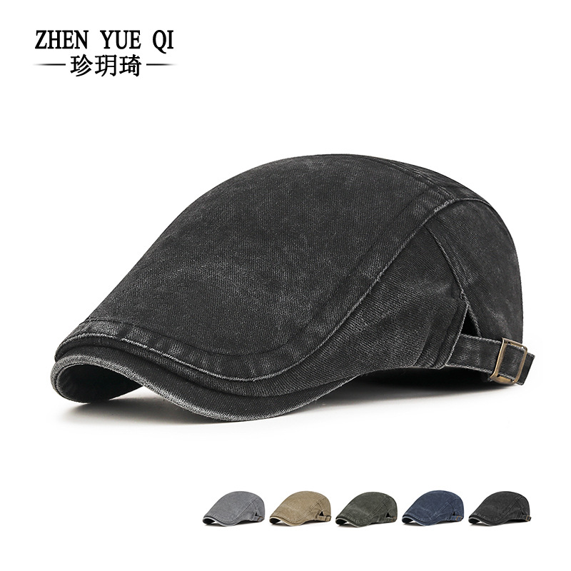 beret caps hats berets水洗做旧前进帽男女士时尚百搭英伦风