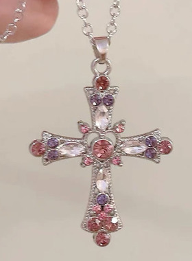 Women Necklace ladies甜酷风辣妹十字架项链女重工镶钻哥特欧美