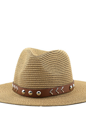 草帽Vintage Western Cowboy Hat Fashion亚马逊女士草帽户外