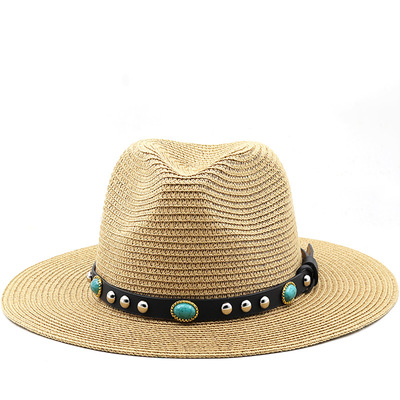 时尚草帽Jazz Cowboy Hats Wide Brim Men Hat Panama Women