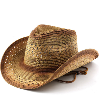草帽防晒西部牛仔帽Trendy Wide Brim Men Hat Panama Cowboy