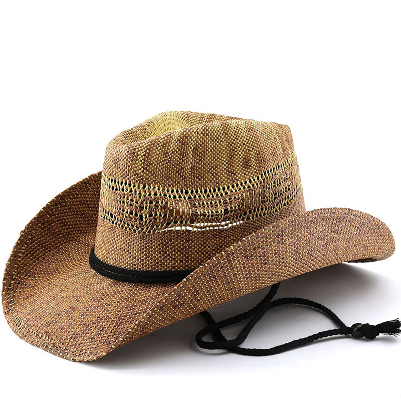 草帽Western Cowboy Hat New热销亚马逊eaby渐变梭织手工草编