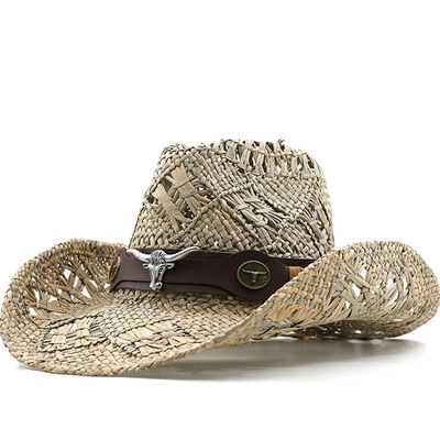 防晒时尚草帽Wide Brim Men Hat Panama Cowboy Hats Women