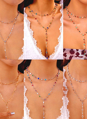 women necklace ladies欧美项链女双层彩色金属锁骨luxury choker