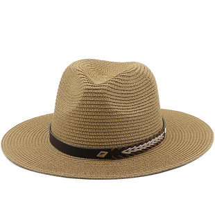 防晒时尚草帽Wide Brim Men Hat Panama Cowboy Hats Women