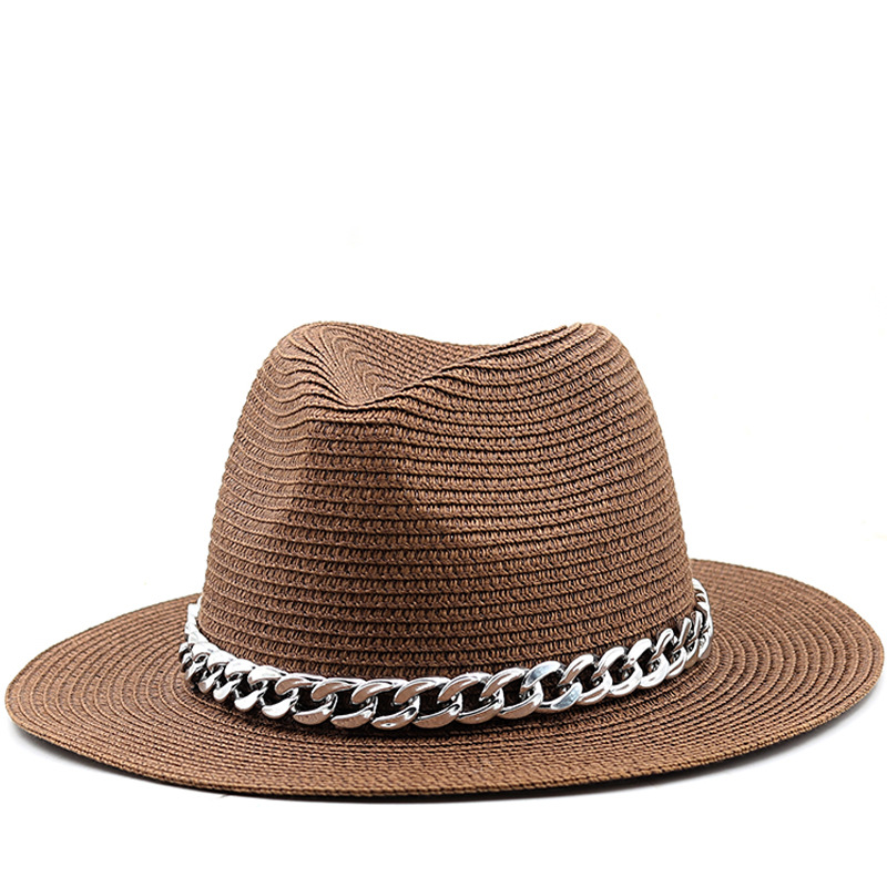 草帽Vintage Western Cowboy Hat男女士亚克力装饰大檐草帽