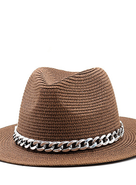 草帽Vintage Western Cowboy Hat男女士亚克力装饰大檐草帽