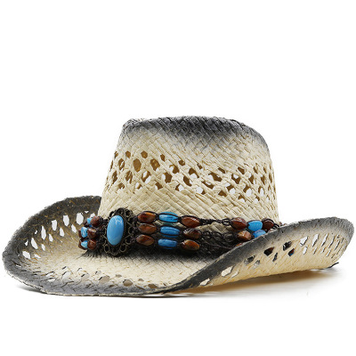 草帽Sun Straw Beach Hats Men Women Cosplay Cap手工编织混色
