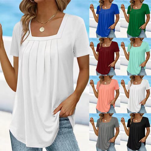 summer t shirt tshirt shirts tees cool tops新款欧美女装褶皱