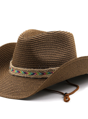 防晒时尚草帽Wide Brim Men Hat Panama Cowboy Hats Women