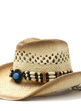 草帽Vintage Western Cowboy Hat Fashion2023跨境新款西部牛仔