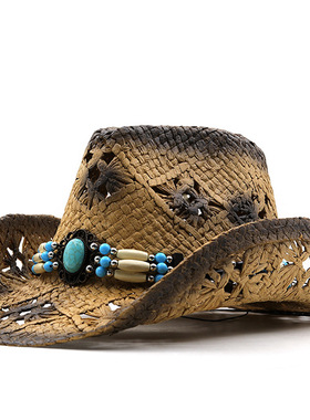 防晒时尚草帽Wide Brim Men Hat Panama Cowboy Hats Women