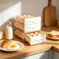 The egg storage box is a food-grade drawer-style container for storing duck eggs in the refrigerator. It features a creative and cute double-layer design for kitchen organization and preservation thumbnail 6