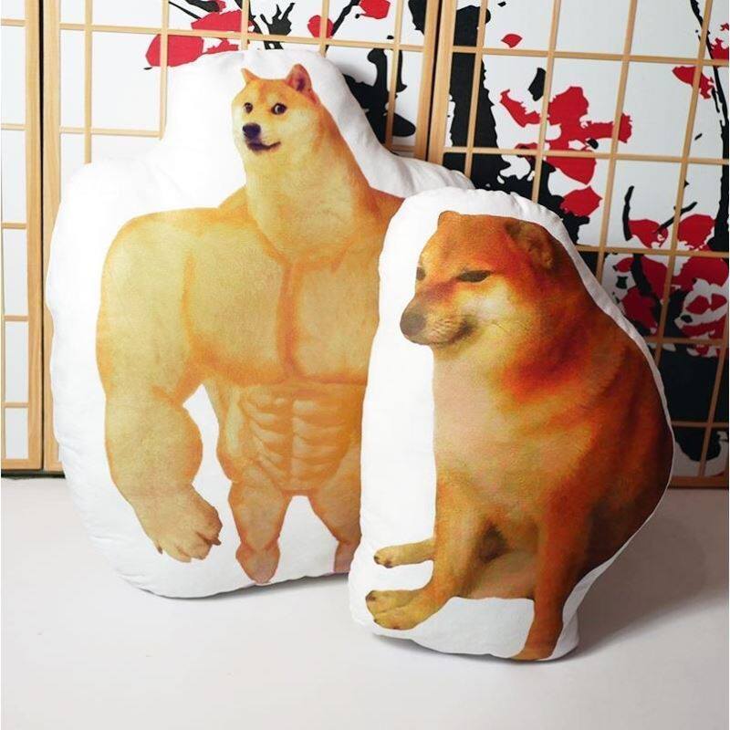 狗头抱枕废柴迷惑狗子doge沙雕肌肉柴犬恶搞笑抱枕毛绒双面靠垫