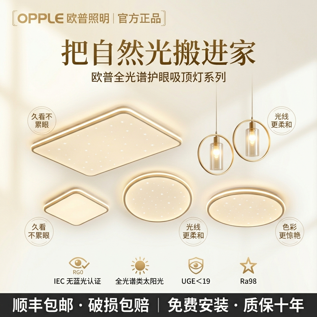 欧普照明led大厅主客厅吸顶灯2025新款卧室厨房餐厅全屋灯具套餐