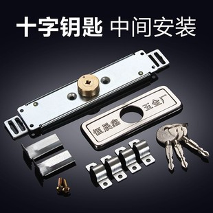 通用卷帘门锁卷门锁卷闸门锁十字防盗门锁 铜锁芯中间底开锁车库