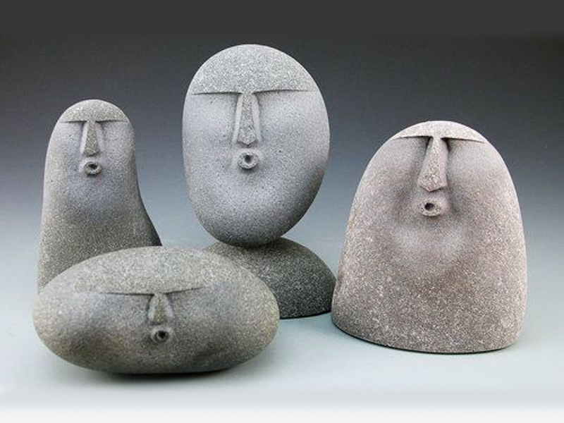 嘟嘟嘴人脸创意风饰品摆件几何抽象艺术天然手工石雕桌面小摆设