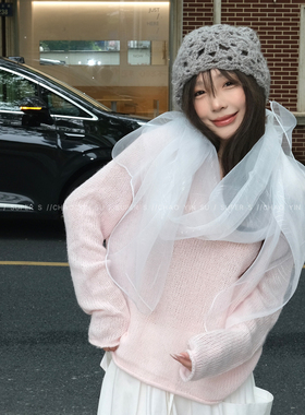 云纱漫影！超仙白色薄纱双层丝巾女清冷氛围感披肩出游围巾配饰品