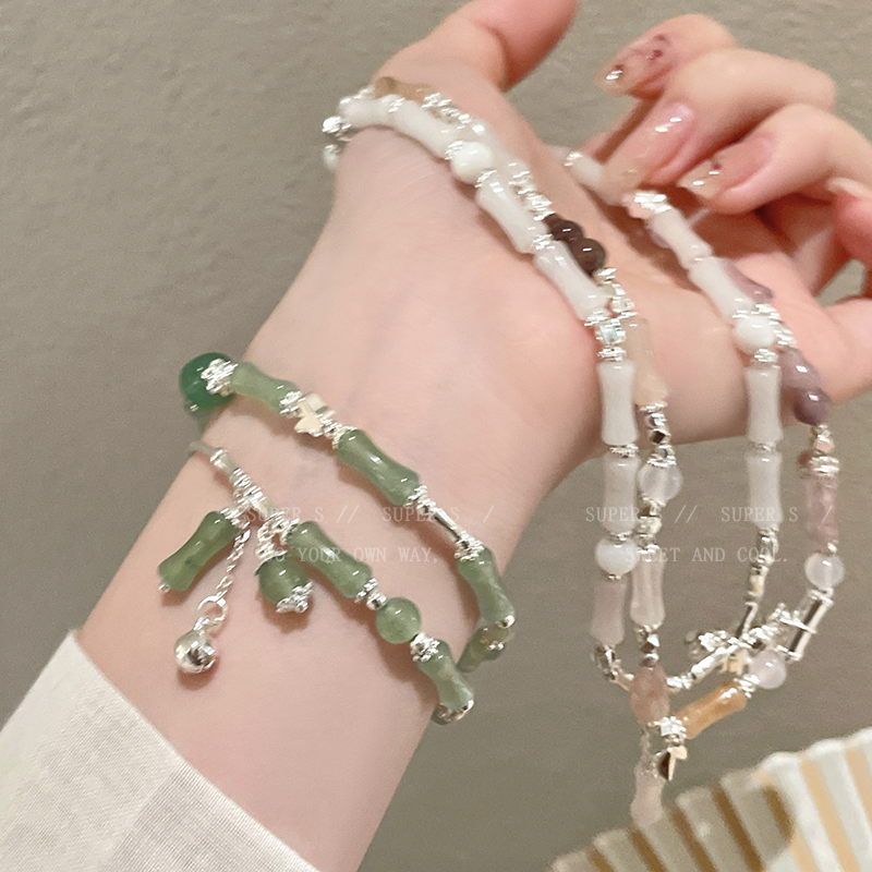 新中式铃兰花竹节串珠手链高级感