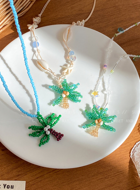 泰国迷你椰子树吊坠串珠项链配饰