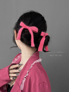 y2k甜酷辣妹蝴蝶结针织发夹女2026新款 千禧风发夹百搭甜美鸭嘴夹