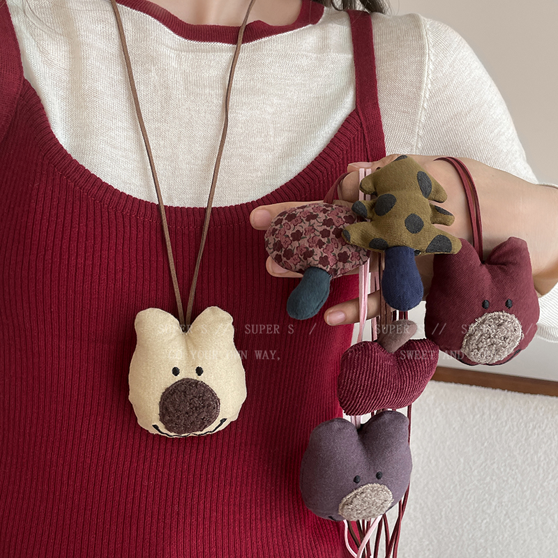 手作韩国卡通小熊挂脖项链配饰
