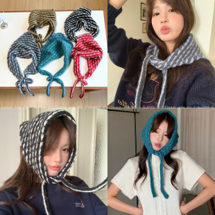 egg同款 系腰间搭配裙帘设计感屁帘 韩国双色马海毛三角巾女时尚