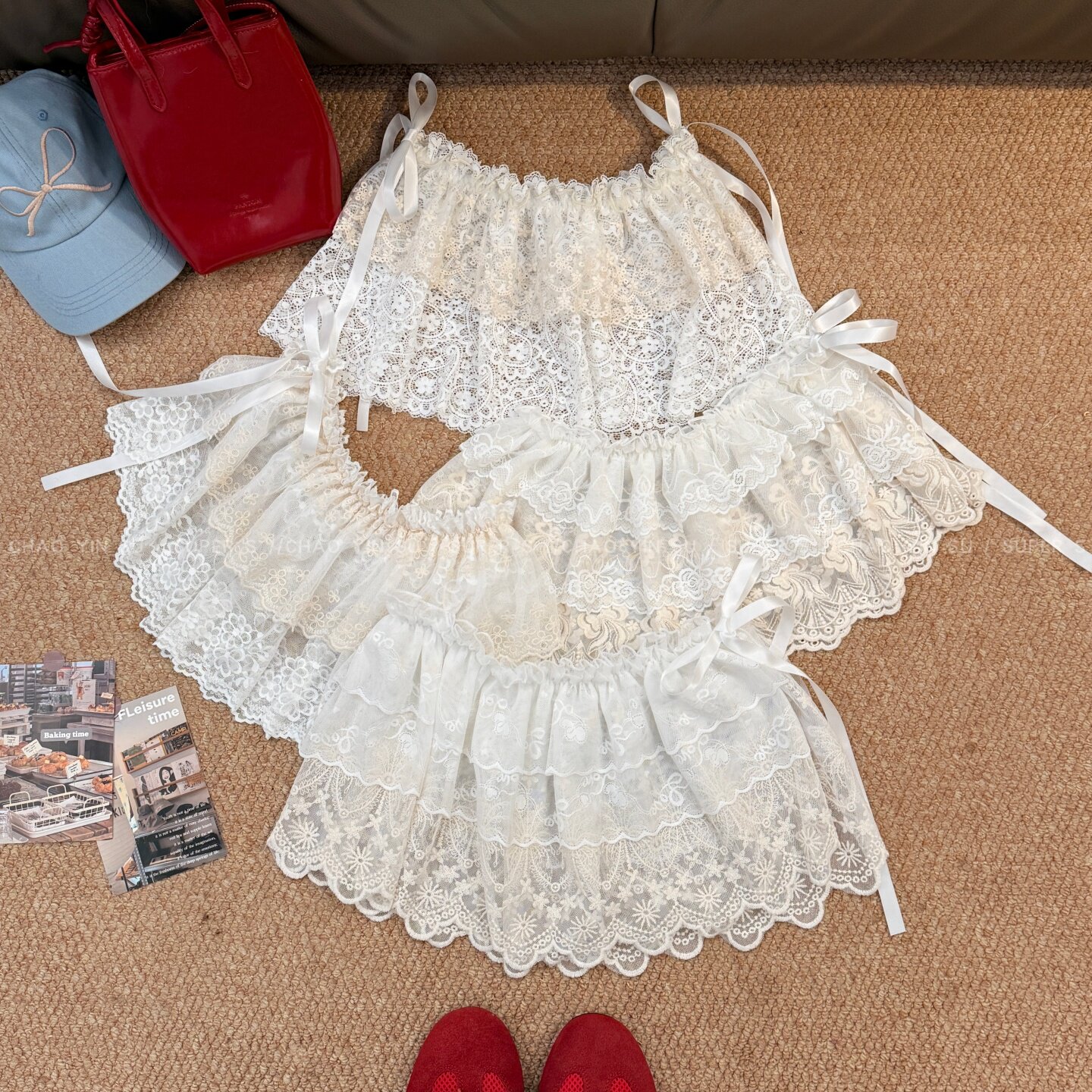 芭蕾风白色蕾丝花边屁帘女超仙高级感叠穿显瘦遮臀半身裙百搭裙帘