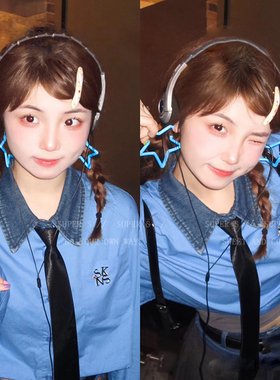 五角星星耳钉女多巴胺蓝色夸张亚比y2k耳饰紫色千禧辣妹耳环耳夹