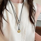 吊坠毛衣链装 金色豆豆黑绳项链女长款 挂脖配饰挂件挂绳秋冬新款 饰