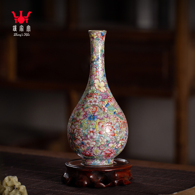 景德镇珐琅彩小号博古架陶瓷花瓶