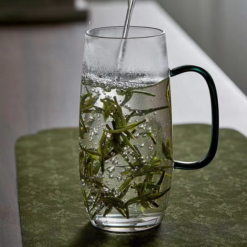 玻璃茶杯主人杯耐热玻璃绿茶杯网红泡茶杯家用办公室喝茶杯子带把