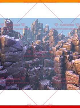 Unity3d卡通风格化岩石山石悬崖石头场景模型 Stylized Rocks素材